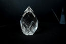 AAA-Grade Water-Clear Quartz Flame Sculpture – Hand-Faceted Self-Standing Crystal (11 oz) - E2D Crystals & Minerals