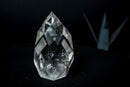 AAA-Grade Water-Clear Quartz Flame Sculpture – Hand-Faceted Self-Standing Crystal (11 oz) - E2D Crystals & Minerals