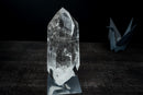 Large Clear Quartz Point on Custom Stand – High-Clarity Polished Crystal from Diamantina, Brazil (11 in | 9 lb) - E2D Crystals & Minerals