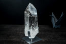 Large Clear Quartz Point on Custom Stand – High-Clarity Polished Crystal from Diamantina, Brazil (11 in | 9 lb) - E2D Crystals & Minerals