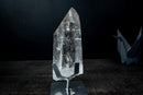 Large Clear Quartz Point on Custom Stand – High-Clarity Polished Crystal from Diamantina, Brazil (11 in | 9 lb) - E2D Crystals & Minerals