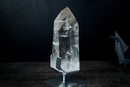 Large Clear Quartz Point on Custom Stand – High-Clarity Polished Crystal from Diamantina, Brazil (11 in | 9 lb) - E2D Crystals & Minerals