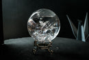 Large Water-Clear Quartz Sphere with Vivid Natural Rainbows – AAA Rainbow Generator Crystal Ball from Diamantina (95 mm | 2.3 lb) - E2D Crystals & Minerals