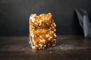 AAA Golden Orange Citrine Cluster with Flower Stalactites, Calcite & Sparkly Druzy – Self-Standing Cut Base (3.4 lb) - E2D Crystals & Minerals