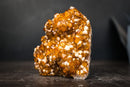 AAA Golden Orange Citrine Cluster with Flower Stalactites, Calcite & Sparkly Druzy – Self-Standing Cut Base (3.4 lb) - E2D Crystals & Minerals