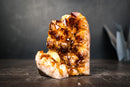 Citrine Crystal Cluster Wood – Deep Orange Druzy, Gemmy Points & Self-Standing Cut Base (3.1 lb) - E2D Crystals & Minerals