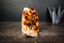 Citrine Crystal Cluster Wood – Deep Orange Druzy, Gemmy Points & Self-Standing Cut Base (3.1 lb) - E2D Crystals & Minerals