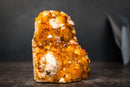 Golden Orange Citrine Crystal Cluster with Flower Stalactite Rosettes, Calcite & Sparkly Druzy – Self-Standing Cut Base (3.6 lb) - E2D Crystals & Minerals