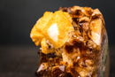 Madeira Citrine Cluster with Large Sculptural Calcite Crystal – Deep Orange Druzy, Self-Standing - 3.3 Lb. - E2D Crystals & Minerals