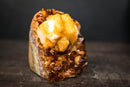 Madeira Citrine Cluster with Large Sculptural Calcite Crystal – Deep Orange Druzy, Self-Standing - 3.3 Lb. - E2D Crystals & Minerals