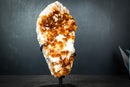 Gorgeous Golden Orange Citrine Crystal Cluster with White Calcite on Custom Stand - 11 Lb. - E2D Crystals & Minerals