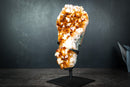Gorgeous Golden Orange Citrine Crystal Cluster with White Calcite on Custom Stand - 11 Lb. - E2D Crystals & Minerals