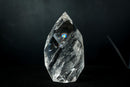 Sculptural Water-Clear Quartz Flame – Hand-Faceted Crystal with Brilliant Internal Rainbows - Self-Standing (1.7 lb) - E2D Crystals & Minerals