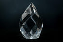 AAA-Grade Water-Clear Quartz Flame Sculpture – Hand-Faceted Self-Standing Crystal (Small Size: 11 oz) - E2D Crystals & Minerals