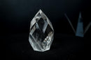 AAA-Grade Water-Clear Quartz Flame Sculpture – Hand-Faceted Self-Standing Crystal (11 oz) - E2D Crystals & Minerals