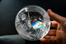 Large Water-Clear Quartz Sphere with Vivid Rainbows – Natural High-Grade Diamantina Crystal Ball (5 In, 5.3 Lb.) - E2D Crystals & Minerals