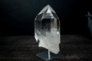 AAA Water-Clear Lemurian Quartz Crystal Point – Optical-Clarity Termination on Custom Stand, Brazil | 5 Lb - E2D Crystals & Minerals