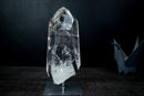 Large Clear Quartz Point on Custom Stand – High-Clarity Polished Crystal from Diamantina, Brazil (11 in | 9 lb) - E2D Crystals & Minerals