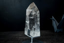 Large Clear Quartz Point on Custom Stand – High-Clarity Polished Crystal from Diamantina, Brazil (11 in | 9 lb) - E2D Crystals & Minerals