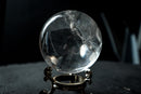Natural Water-Clear Quartz Sphere – AAA-Grade Crystal Ball with Internal Rainbows from Diamantina, Brazil (2.8 in) - E2D Crystals & Minerals