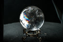 AAA-Grade Natural Water-Clear Quartz Sphere – 90%+ Flawless Rainbow Generator Crystal Ball from Diamantina (72mm | 460 g) - E2D Crystals & Minerals