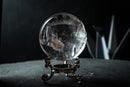 AAA-Grade Natural Water-Clear Quartz Sphere – 90%+ Flawless Rainbow Generator Crystal Ball from Diamantina (72mm | 460 g) - E2D Crystals & Minerals
