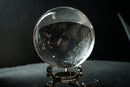 AAA-Grade Natural Water-Clear Quartz Sphere – 97%+ Flawless Lemurian Crystal Ball from Diamantina (90 mm | 2 Lb) - E2D Crystals & Minerals