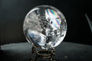 Large Water-Clear Quartz Sphere with Vivid Natural Rainbows – AAA Rainbow Generator Crystal Ball from Diamantina (95 mm | 2.3 lb) - E2D Crystals & Minerals