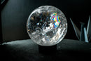 Large Water-Clear Quartz Sphere with Vivid Rainbows – Natural High-Grade Diamantina Crystal Ball (5 In, 5.3 Lb.) - E2D Crystals & Minerals
