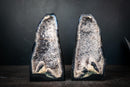 Rare Pair of Agate Geodes with Snowball Botryoidal Quartz & Sparkling Druzy – Natural Amethyst Crystal Cathedrals (10 lb | 10.5 in) - E2D Crystals & Minerals