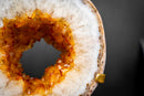 Golden Orange Citrine Portal Geode with Polished White Agate Border – Crystal on Custom Stand (5lb)
