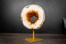 Golden Orange Citrine Portal Geode with Polished White Agate Border – Crystal on Custom Stand (5lb)