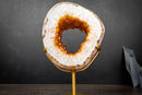 Golden Citrine Portal Crystal with White Agate Frame – Sculptural Geode on Custom Stand (6 lb)