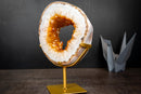 Golden Citrine Portal Crystal with White Agate Frame – Sculptural Geode on Custom Stand (6 lb)