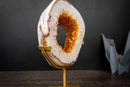 Golden Citrine Portal Crystal with White Agate Frame – Sculptural Geode on Custom Stand (6 lb)