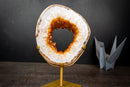 Golden Citrine Portal Crystal with White Agate Frame – Sculptural Geode on Custom Stand (6 lb)