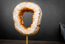 Golden Citrine Portal Geode with White Agate Frame – Natural Crystal Sculpture on Custom Stand (6.3 lb)