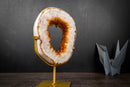 Golden Citrine Portal Geode with White Agate Frame – Natural Crystal Sculpture on Custom Stand (6.3 lb)
