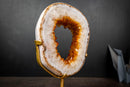 Golden Citrine Portal Geode with White Agate Frame – Natural Crystal Sculpture on Custom Stand (6.3 lb)