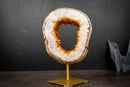 Golden Citrine Portal Geode with White Agate Frame – Natural Crystal Sculpture on Custom Stand (6.3 lb)
