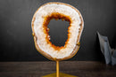 Golden Citrine Portal Geode with White Agate Frame – Natural Crystal Sculpture on Custom Stand (6.3 lb)