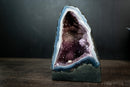 Rare Blue Lace Agate Geode with White Bands, Stalactite Flower & Galaxy Amethyst Druzy – Gallery-Quality Collector’s Piece (9 in | 8 lb)