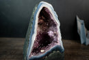 Rare Blue Lace Agate Geode with White Bands, Stalactite Flower & Galaxy Amethyst Druzy – Gallery-Quality Collector’s Piece (9 in | 8 lb)