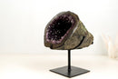 Deep Purple Amethyst Geode with Polished Agate Border & Natural Goethite Inclusions – High-Grade Brazilian Crystal (14 lb)