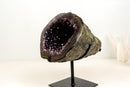 Deep Purple Amethyst Geode with Polished Agate Border & Natural Goethite Inclusions – High-Grade Brazilian Crystal (14 lb)