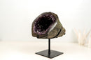 Deep Purple Amethyst Geode with Polished Agate Border & Natural Goethite Inclusions – High-Grade Brazilian Crystal (14 lb)