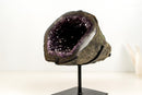 Deep Purple Amethyst Geode with Polished Agate Border & Natural Goethite Inclusions – High-Grade Brazilian Crystal (14 lb)