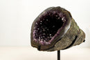 Deep Purple Amethyst Geode with Polished Agate Border & Natural Goethite Inclusions – High-Grade Brazilian Crystal (14 lb)