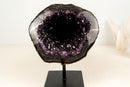 Deep Purple Amethyst Geode with Polished Agate Border & Natural Goethite Inclusions – High-Grade Brazilian Crystal (14 lb)