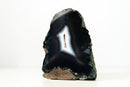 Rare Natural Black Lace Agate Geode with White Agate Center – Undyed Brazilian Collector Specimen (7.5 In - 6.6 Lb)